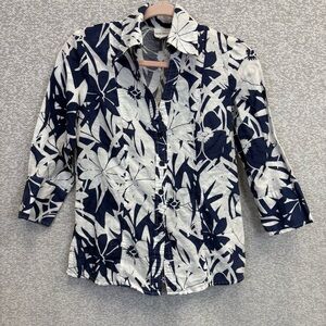 Harve Benard Navy and White Floral Shirt 995
